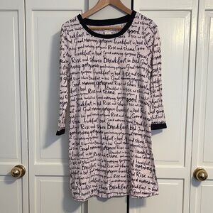 Kate Spade Breakfast in Bed Pink Black Nightgown Size Large